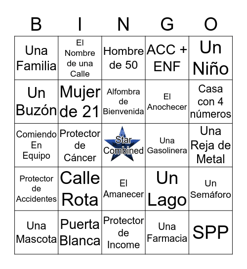 Star Combined  Bingo Card