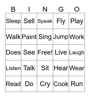 ESL Bingo Card