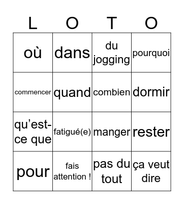2mh chapitre 2 voca AB+vraagwoorden Bingo Card
