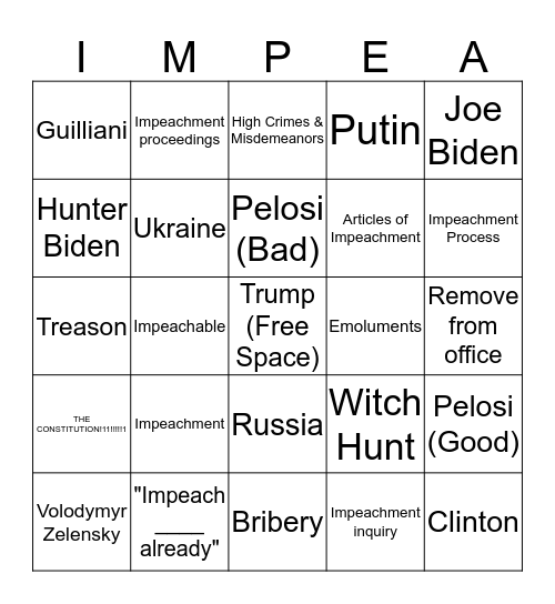 Dem Debatez 10/15/19 Bingo Card