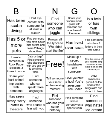 Ops Services Bingo! Bingo Card