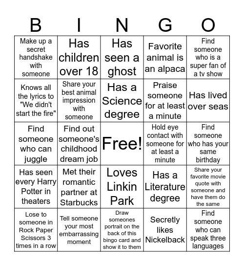 Ops Services Bingo! Bingo Card