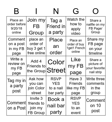 Color Street Bingo Card