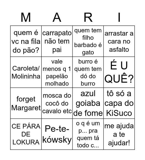 MariPi Bingo Card