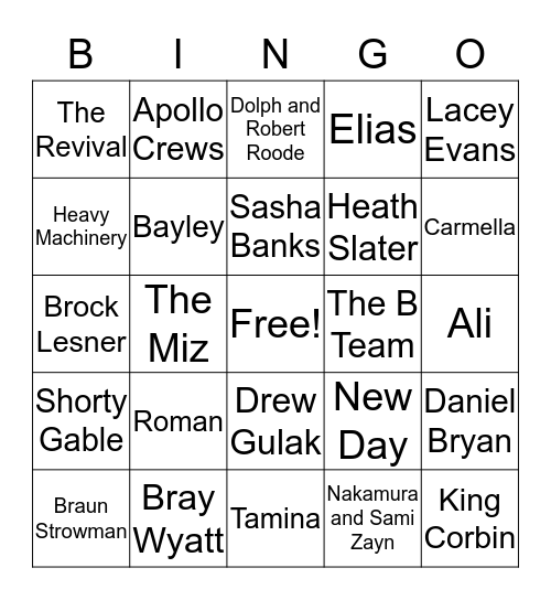 SmackDown Bingo Card