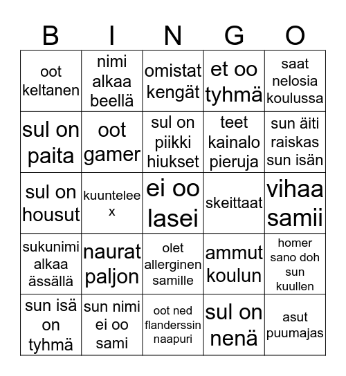 Bart Bingo Card