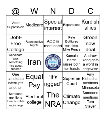 Democratic Presidential Debate October 2019  Bingo Card