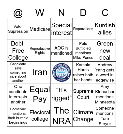 Democratic Presidential Debate October 2019  Bingo Card