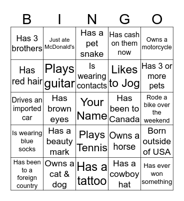Human Bingo Card