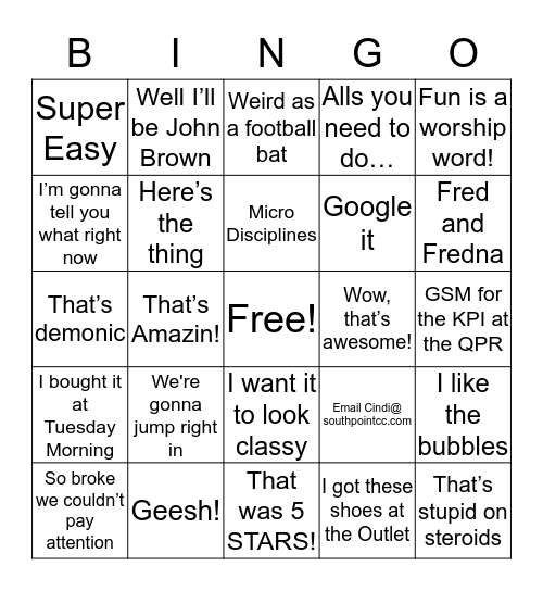 Pastor Bingo Card