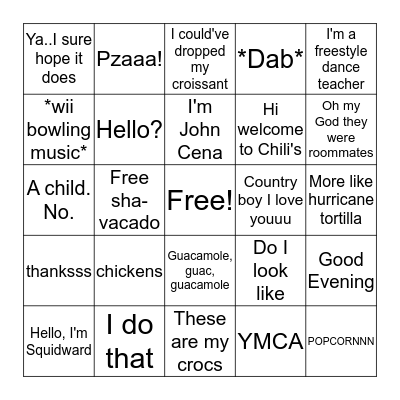 Vine Bingo Card