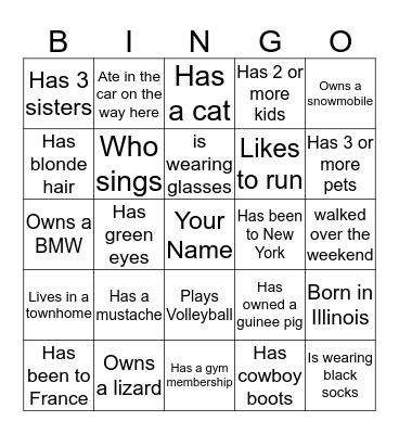 Human Bingo Card