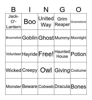 Spooky Bingo Card