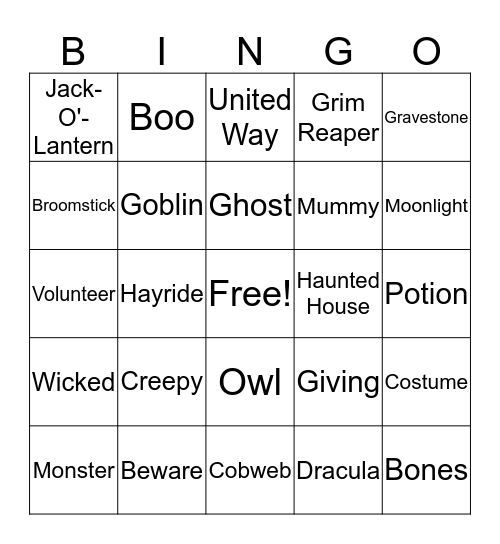 Spooky Bingo Card