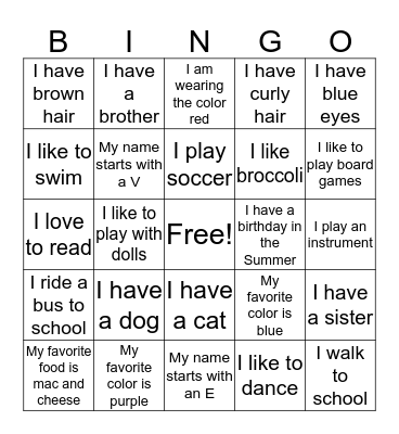 Make New Friends! Bingo Card