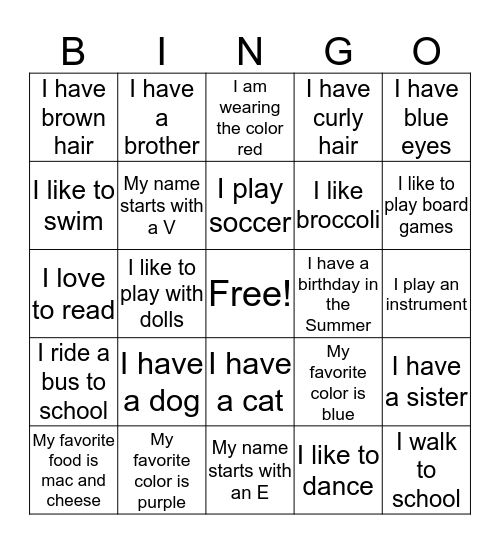 Make New Friends! Bingo Card
