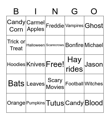 Fall Bingo Card