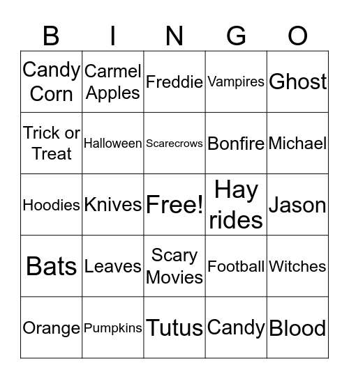 Fall Bingo Card