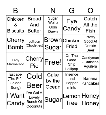 FOOD FIGHT Bingo Card