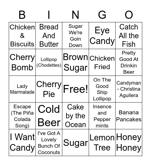 FOOD FIGHT Bingo Card