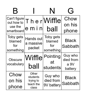 Electro Bingo Card