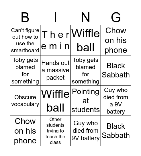 Electro Bingo Card