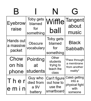 Electro Bingo Card