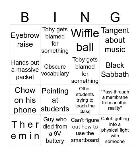 Electro Bingo Card