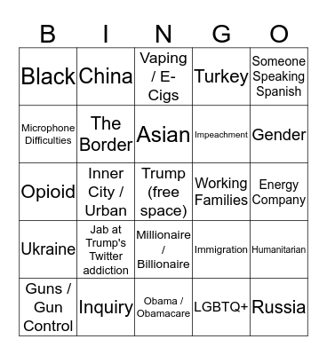 Quid-Pro-Bingo (10/15/19 debate) Bingo Card