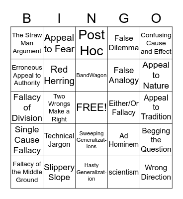 Logical Tricks Bingo Card