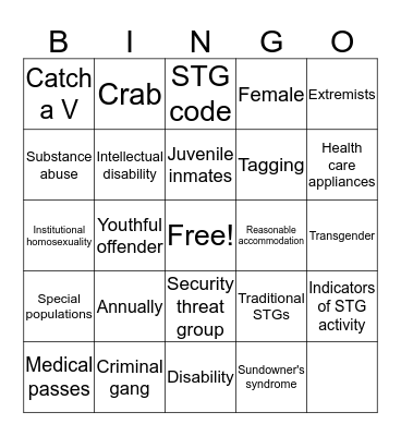 Special Pop Bingo Card