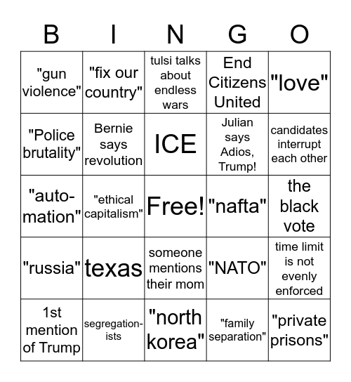 wesdems Bingo Card