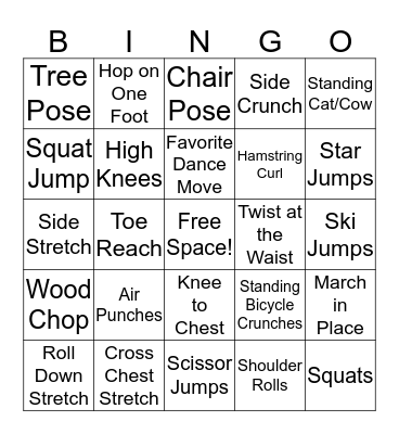 FITNESS BINGO Card