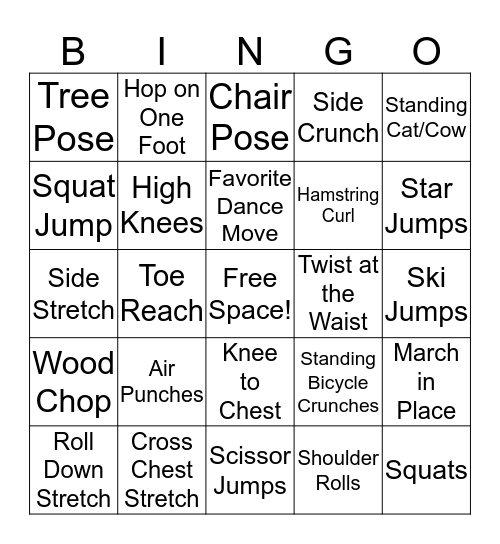 FITNESS BINGO Card