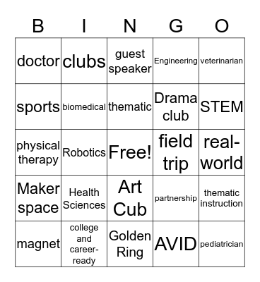 Golden Ring Health Sciences Magnet Bingo Card