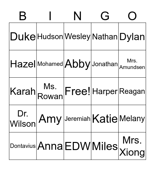 FRIENDS IN SCHOOL Bingo Card