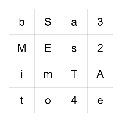 Letter Review Bingo Card