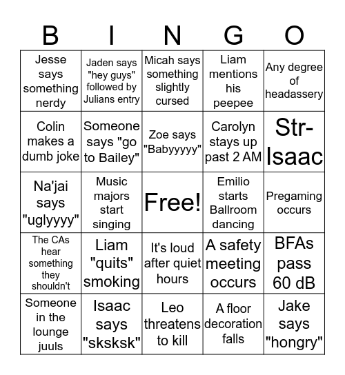 12th Bingo Card