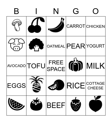 Nutrition Bingo Card