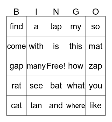 Pink & Red Sight Words Bingo Card
