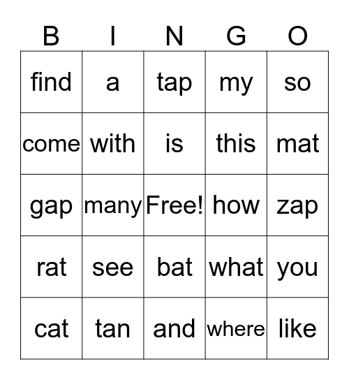 Pink & Red Sight Words Bingo Card