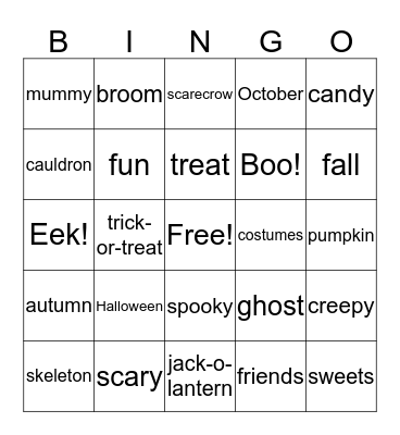 Halloween Bingo Card