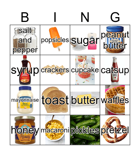 Prepared Foods and Miscellaneous Bingo Card