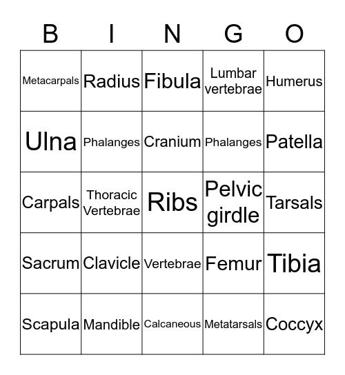 Bones Bingo Card