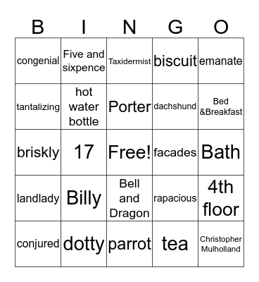 The Landlady Bingo Card