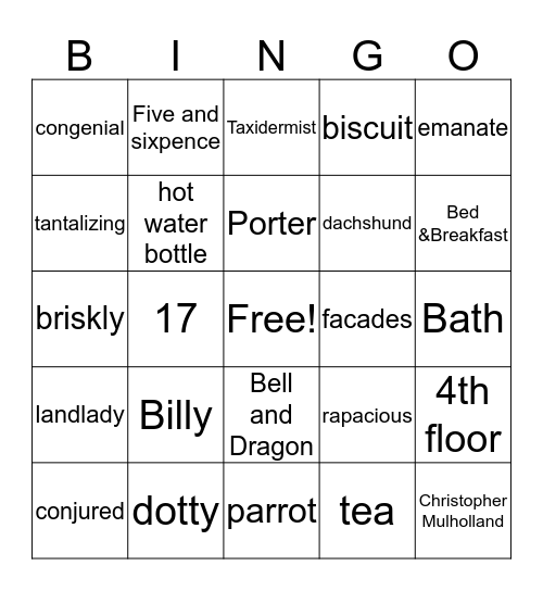 The Landlady Bingo Card