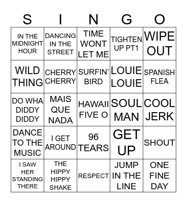 426 HITS OF THE 60’S Bingo Card