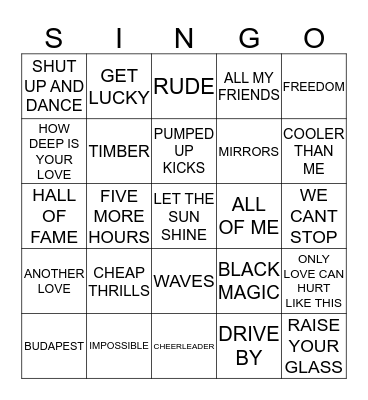 431 HITS OF 2010’S Bingo Card