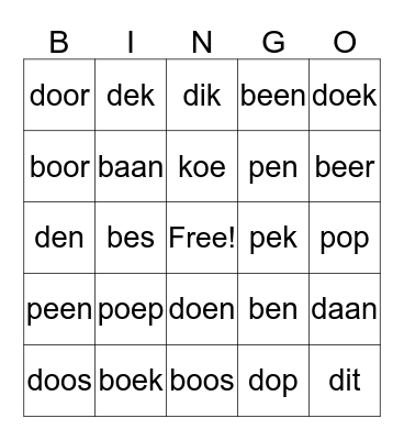 b d p oe bingo Card