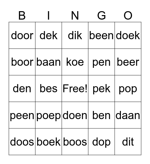 b d p oe bingo Card